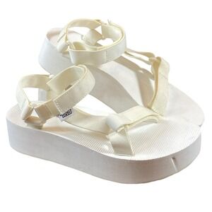 Teva Flatform Universal Sandals Women's 9 White Strappy Minimalist Modern Chunky